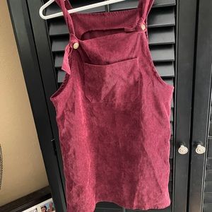 Corduroy overall dress in burgundy!